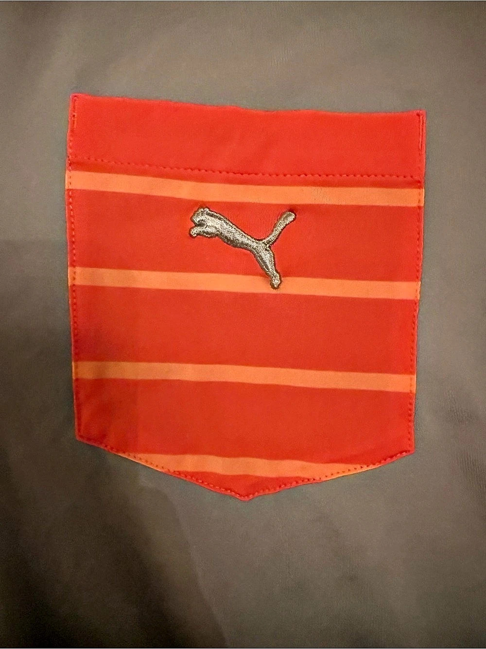 Puma Golf Men’s Gray Orange Striped Performance Polo Shirt Size L - Picture 5 of 9